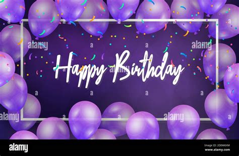 Happy Birthday . banner or greeting card background for birthday celebration . purple and white ...