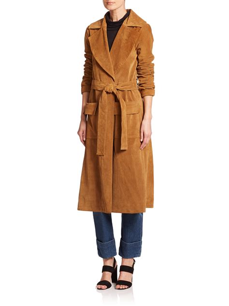 Frame Le Suede Duster Coat in Natural | Lyst