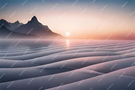 Premium AI Image | A sunset over the desert with a mountain in the ...