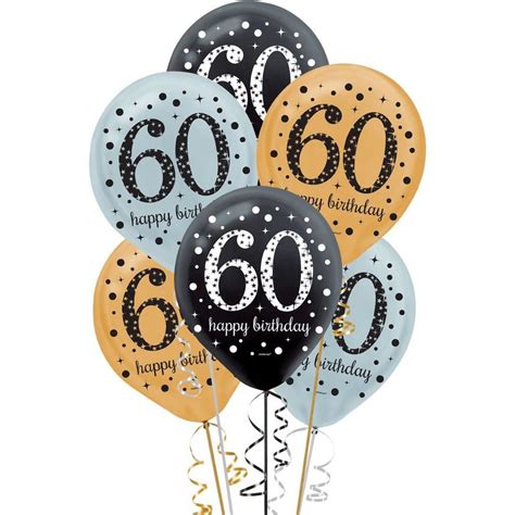 60th Birthday Balloons 15ct - Sparkling Celebration | Party City