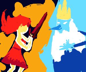 Flame princess vs. Ice king (adventure time) - Drawception