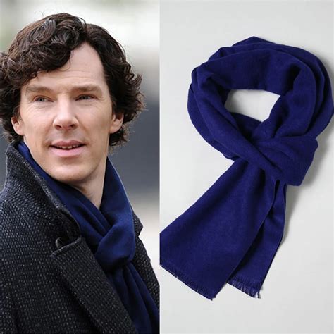 Cosplay 2016 Sherlock Holmes Navy Blue Muffler Scarf With Tasseled Ends ...