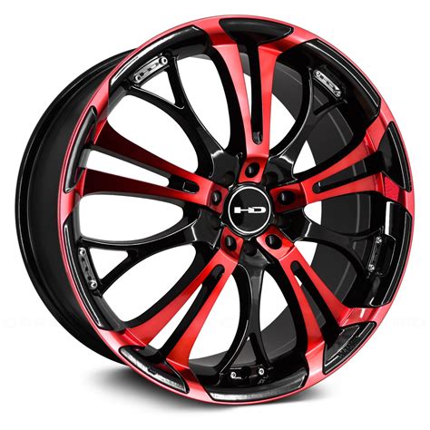 HD WHEELS® SPINOUT Wheels - Gloss Black with Red Face Rims