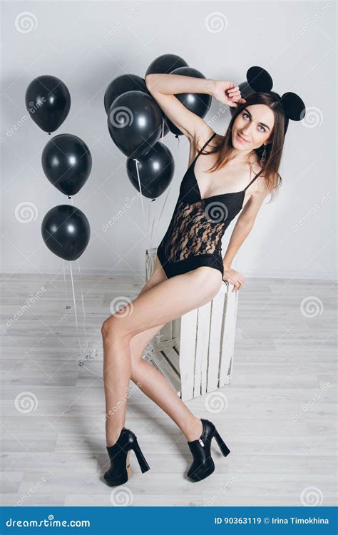 Girl with the mouse ears stock image. Image of woman - 90363119