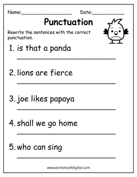 Printable Punctuation Worksheets, Punctuation Practice Worksheets for ...