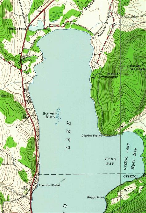 Otsego Lake ca 1943 USGS Old Topographic Map Custom Composite | Etsy