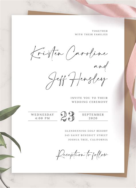 Download Printable Simple Minimalist Calligraphy Wedding Invitation PDF