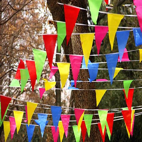 Wedding Festival Pennant String Banner Buntings Colorful 80m Triangle Flag Festival Party ...