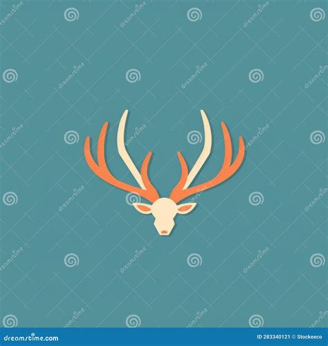 Minimalist Pudu Antlers Vector Design On Blue Background Royalty-Free Illustration ...