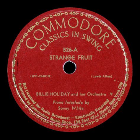 Strange-Fruit-Commodore-1939 - Commodore Records - Wikipedia | Strange fruit, Billie holiday ...