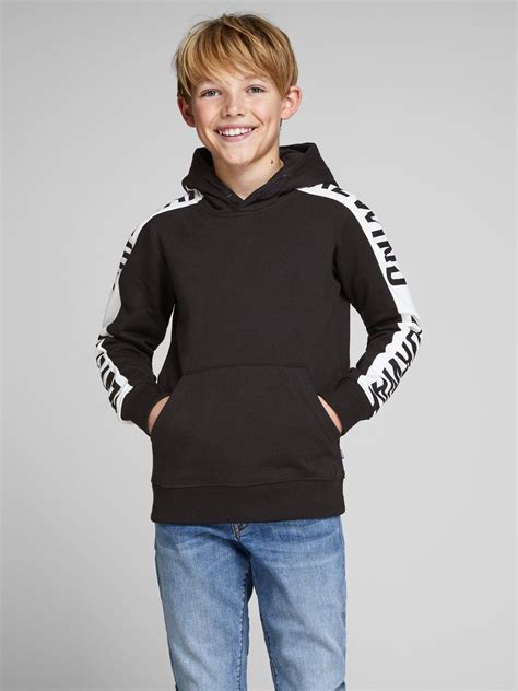 This is a hoodie for boys | A soft and warm cotton blend | It's got those popular side stripes ...