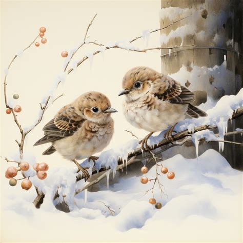 Winter Birds Art Free Stock Photo - Public Domain Pictures