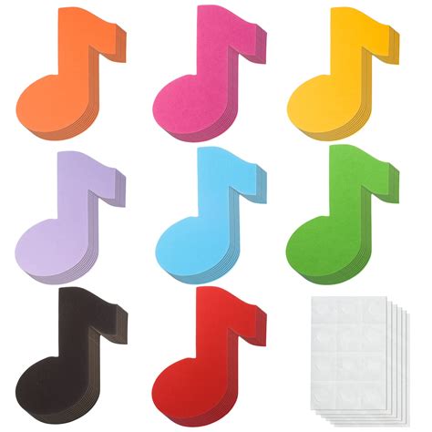 Buy 72 Pcs Music Note Cutouts Paper Assorted Color Music Notes with ...