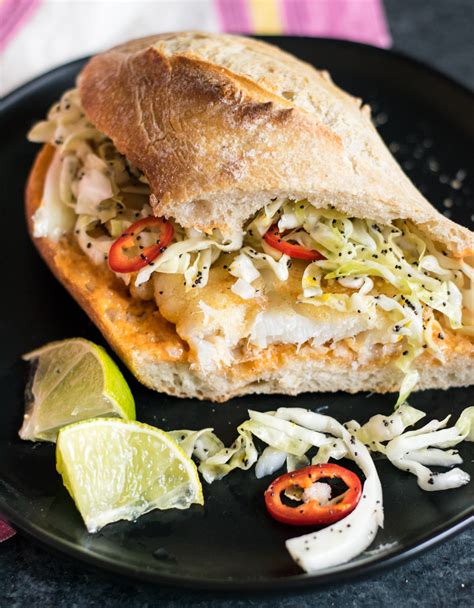 Spicy Fish Sandwiches with Citrus Poppy Slaw | Carolyn's Cooking