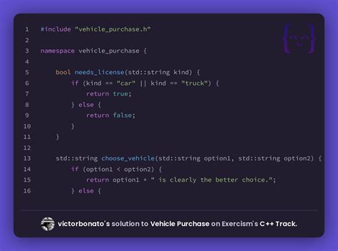 victorbonato's solution for Vehicle Purchase in C++ on Exercism