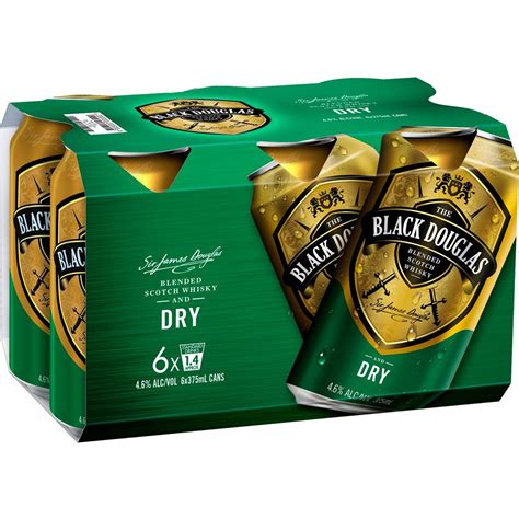 Black Douglas Whisky & Dry Cans 6x375ml | Woolworths