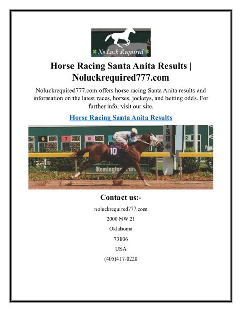 PPT - Horse Racing Santa Anita Results Noluckrequired777 PowerPoint Presentation - ID:12243806