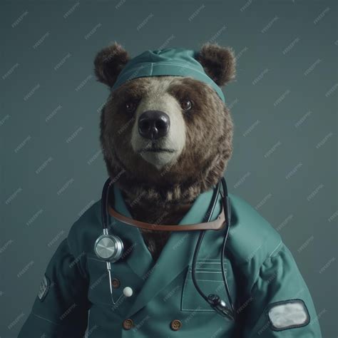 Premium AI Image | Image of brown bear dressed in doctor's uniform on a clean background ...