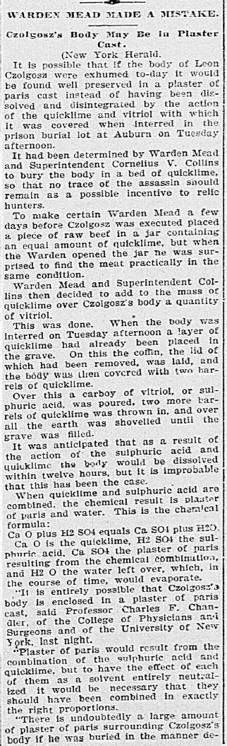 The Sound of Shaking Paper: Burial of Leon Czolgosz, Quicklime and Sulphuric Acid