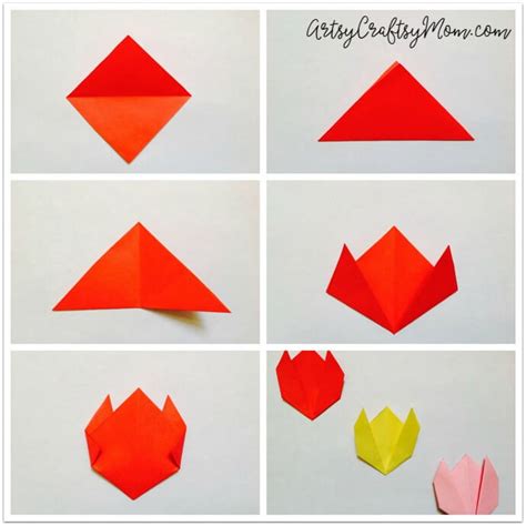 Easy Origami Tulip Craft for Kids - Artsy Craftsy Mom