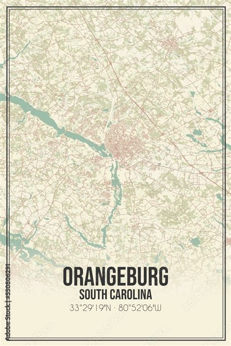 Retro US city map of Orangeburg, South Carolina. Vintage street map. Stock Illustration | Adobe ...