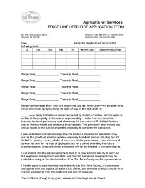 Herbicide Application Form - Fill Online, Printable, Fillable, Blank | pdfFiller