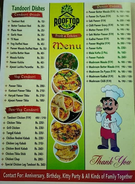 Menu at The Rooftop Restaurant, Kahalgaon