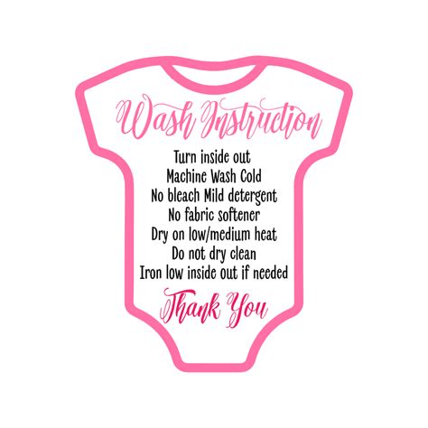 Baby Onesie Wash Instruction, Care Card Free Svg File - SVG Heart