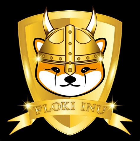 Floki Inu coin token crypto currency with golden shield and viking ...