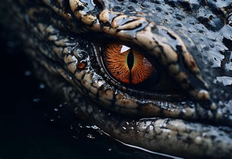 Premium AI Image | Photo alligator eyes through macro photography