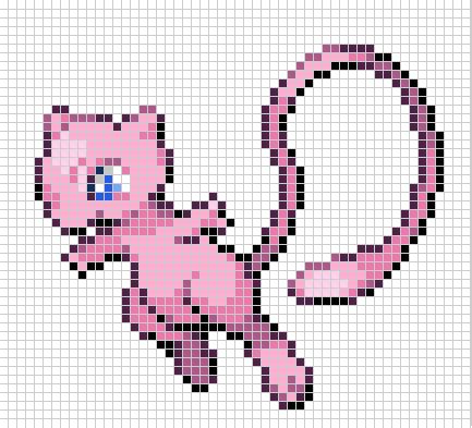 #151 Mew | Cross stitch art, Pokemon bead, Pixel art pattern