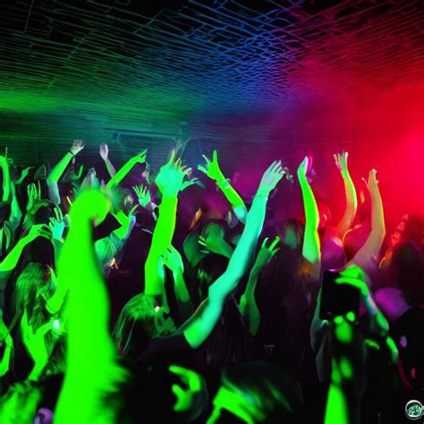 techno party with lots of colours and green