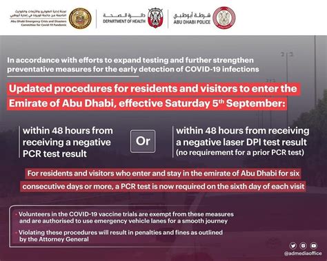 Updated procedures for residents and visitors to enter the emirate of ...