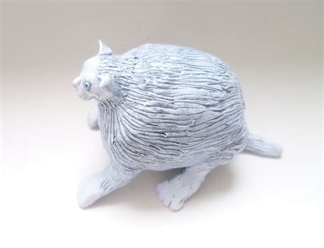 White Snow Cat Sculpture Unique Handmade Folk Art Figurine - Etsy