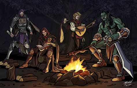 ArtStation - DnD campfire party.