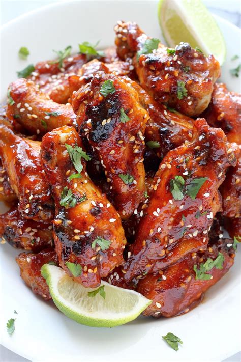 Sweet and Spicy Sriracha Baked Chicken Wings - Baker by Nature