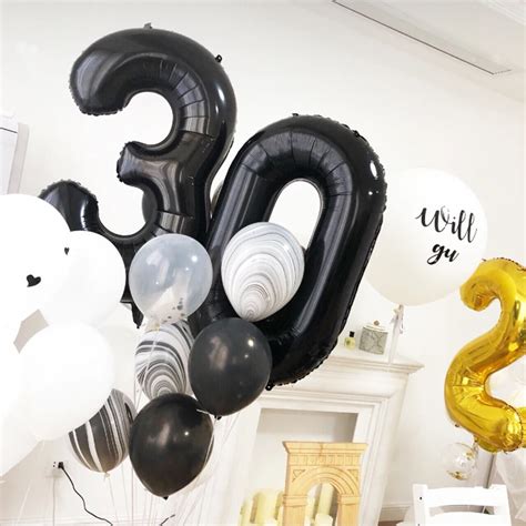 40inch Black Number Balloons 30 40 Year Old Helium Foil Balloon Birthday Party Wedding ...