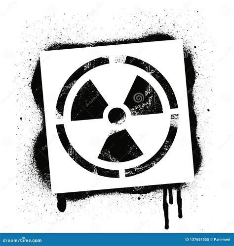 Stencil Radioactive Sign. Radiation Hazard. Black Graffiti Print on ...