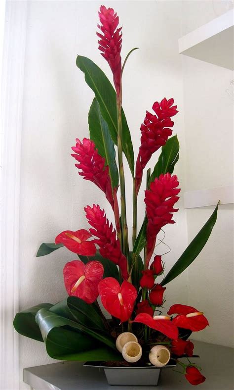 awesome Red ginger and anthuriums: Tropical Flowers Arrangements, Beautiful Flo… | Modern flower ...