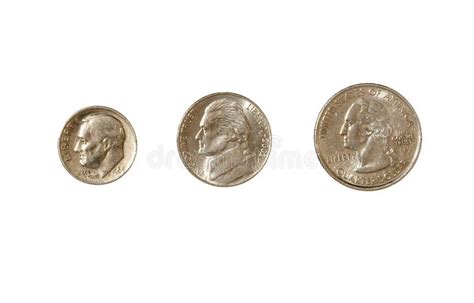 Coin, Dime, Nickel, Quarter Stock Image - Image of money, isolated: 9634605