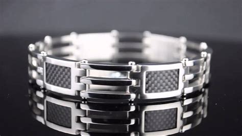 Inox Jewelry Men's Stainless Steel Bracelet with Five Carbon Fiber ...