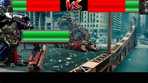 Optimus Prime vs Sentinel prime com barras de vida - YouTube