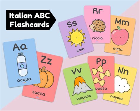 Italian Alphabet Flashcards for Children Educational Gift | Etsy