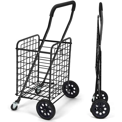 Pipishell Shopping Cart with Dual Swivel Wheels for Groceries - Compact ...