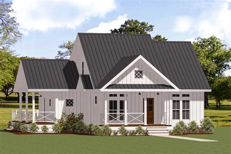 Plan 46367LA: Charming One-Story Two-Bed Farmhouse Plan with Wrap-Around Porch | House plans ...