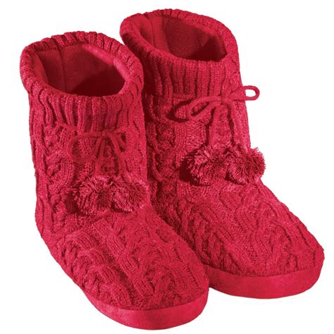 Women's Cable Knit Bootie Slippers | Collections Etc.