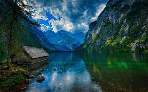 Download wallpapers Obersee, Berchtesgaden National Park, Konigssee, mountain lake, mountain ...