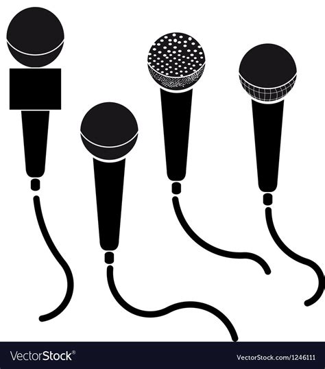 Set of microphones black silhouette isolated on Vector Image