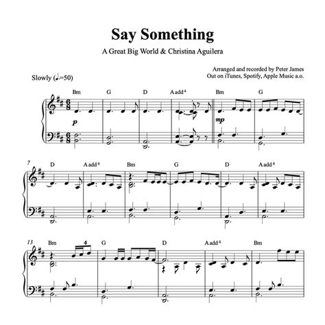 Say Something (A Great Big World & Christina Aguilera) - Piano Score