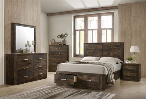 Elettra Storage Rustic Walnut Bedroom Set - KFROOMS